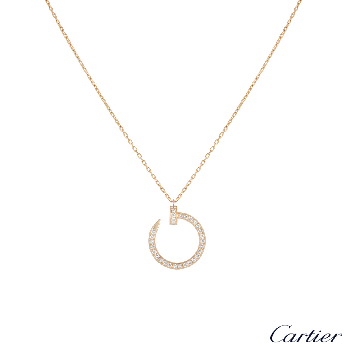 Cartier Rose Gold Diamond Juste Un Clou Necklace B3047000 | Rich Diamonds